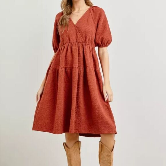 Polagram Dresses & Skirts - Polagram. Elegant Quilted Dress.. Gorgeous Rust Color. Size 2XL. NWT